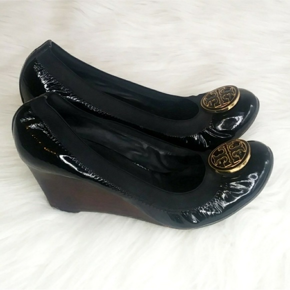 Authentic TORY BURCH Caroline Wedge, black, size 8 - Picture 2 of 9